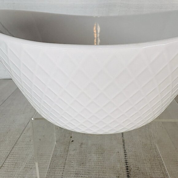 Over And Back DIAMOND White Embossed Criss Cross 8" All Purpose Bowl Set of 2 - Picture 12 of 15